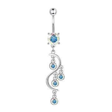 DAIIIBABYYY  -  Fashion Crystal Stainless Steel Flower Butterfly Belly Piercing for Women Silver Color Belly Button Rings Body Jewelry
